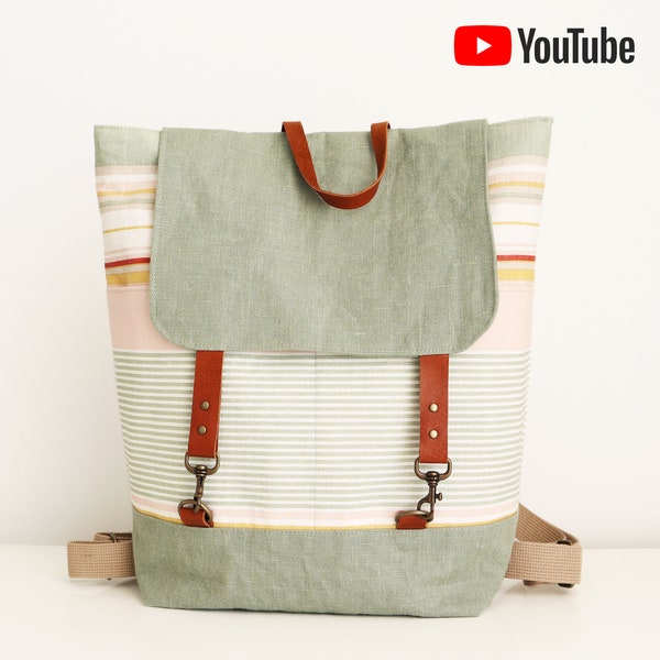 Classic Backpack. Adult Size. PDF PATTERN & TUTORIAL with YouTube Video, Advanced Beginner Level, By BagyBags