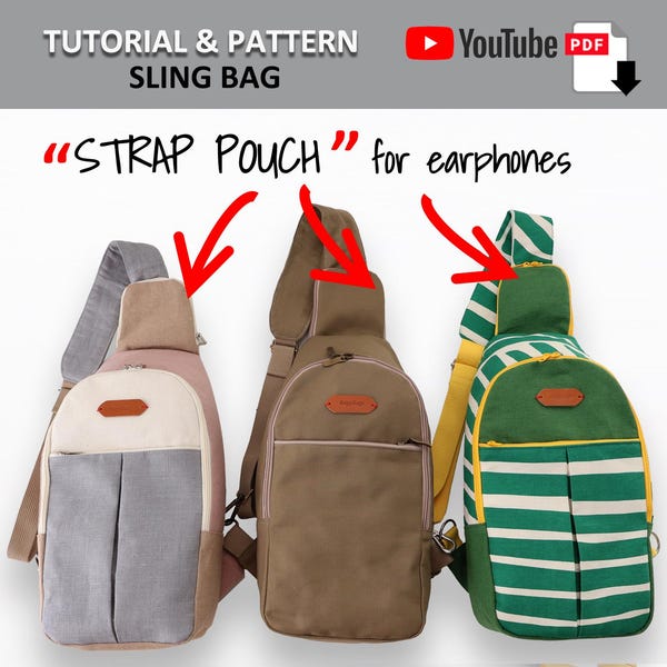 Create Your Own Sling Bag! PDF PATTERN & TUTORIAL with YouTube Video, Intermediate Level