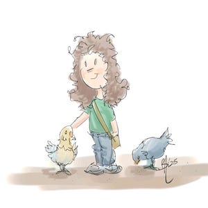 Custom cartoon style pet or family portrait. Drawn and painted from your photos.