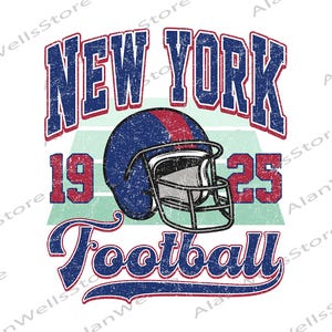 New York Football Png, Miłośnicy futbolu, New York Football Png w stylu vintage, Prezent dla fana futbolu nowojorskiego, Projekt sportowy na dzień meczu futbolowego.