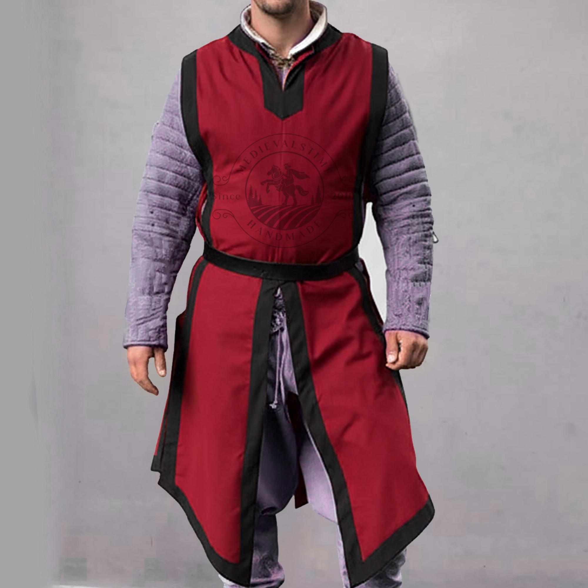 Medieval Cotton Tabard Red With Black Trim Both Side Open for ...