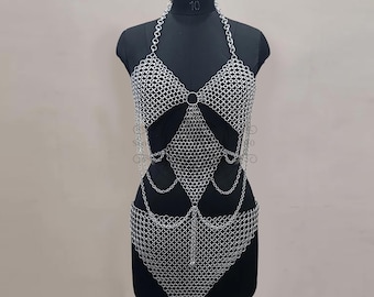 Anodized Aluminum Chainmail Top and Skirt Set : Renfaire & Larp Cosplay Costume
