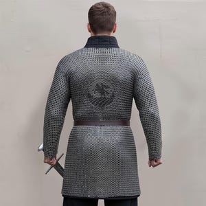 Authentic riveted chainmail shirt detail shot