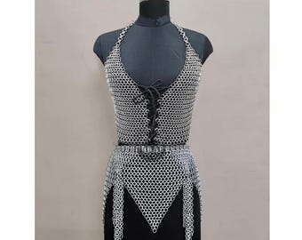 Eloxiertes Aluminium Kettenhemd Oberteil und Rock Set: Renfaire Cosplay Halloween Kostüm