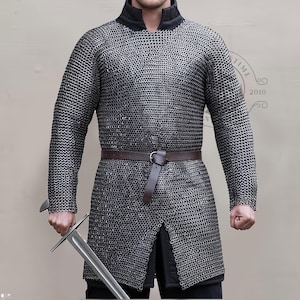 Full view of medieval chainmail hauberk armor
