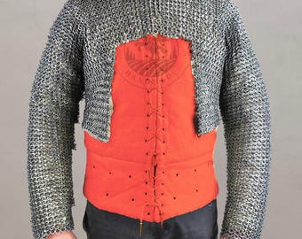 9mm Flat Ring Chainmail Half Hauberk: Handmade Riveted Medieval Armor for LARP, Reenactment & Cosplay
