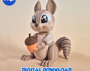 SQUIRREL - Stl and 3MF gidital file for 3D printing, flexible, articulated, toy