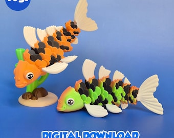 FISH - Stl and 3MF gidital file for 3D printing, flexible, articulated, toy