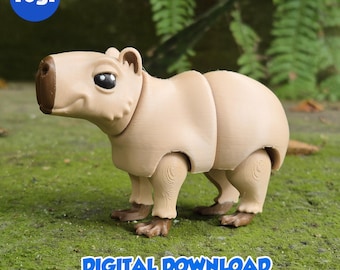 CAPYBARA - Stl and 3MF gidital file for 3D printing, flexible, articulated, toy