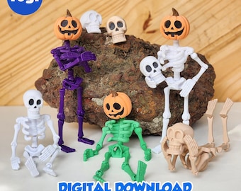 SKELETON HALLOWEEN - Stl and 3MF gidital file for 3D printing, flexible, articulated, toy