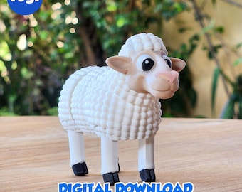 SHEEP - Stl and 3MF gidital file for 3D printing, flexible, articulated, toy
