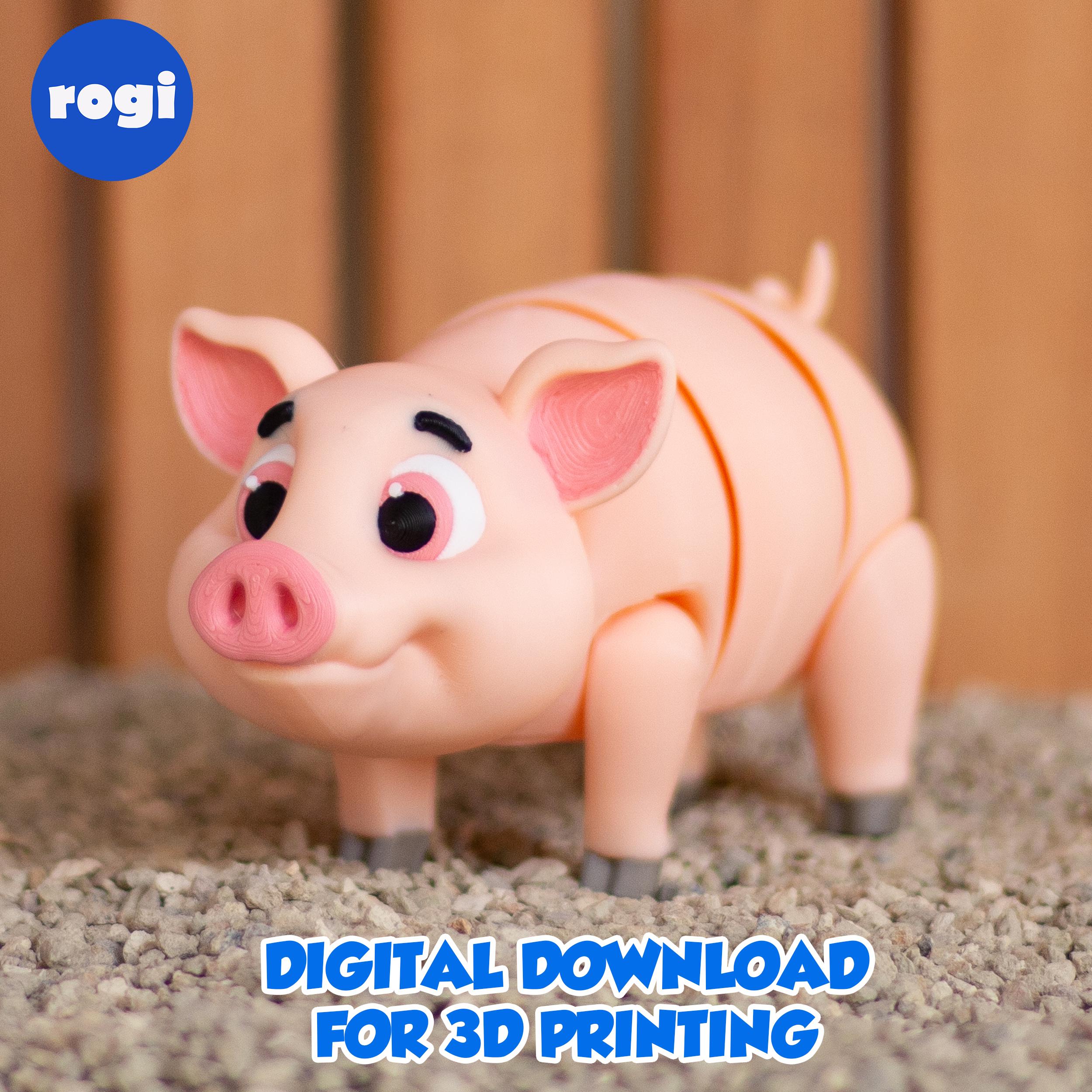 PIG - Stl and 3MF gidital file for 3D printing, flexible, articulated, toy