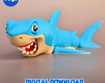 SHARK - Stl and 3MF gidital file for 3D printing, flexible, articulated, toy