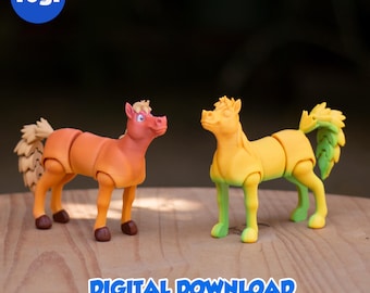 HORSE - Stl and 3MF gidital file for 3D printing, flexible, articulated, toy