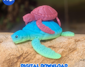 SEA TURTLE - Stl and 3MF gidital file for 3D printing, flexible, articulated, toy