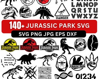 140 Jurassic Park Svg Png Bundle | Dinosaur Svg | Jurassic Park Clipart | Cricut Cut-filer