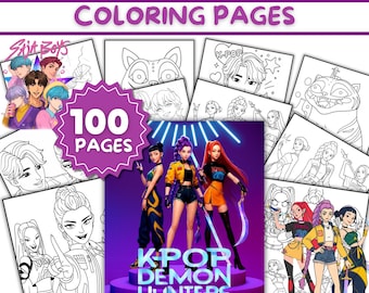 100 Kpop Dämonenjäger Malvorlagen | Digitales Malbuch | Huntrix Fächer | Kpop Fan Art | Saja Jungen Mädchen | Kinder Geburtstagsgeschenk