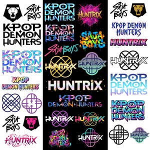 Kpop Demon Hunters Logo PNG Bundle, Huntrix Logo Pack, Saja Boys Girls, Sublimation Design
