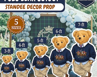 Voyageur voyageur imprimable Polo Bear découpé en 5 tailles | Accessoire de décoration ours en peluche BCBG
