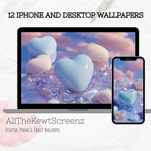 Candy Glitter Heart Wallpaper, iPhone Wallpaper, Desktop Wallpaper, Phone Background Bundle, Desktop Background Bundle, Matching Wallpaper