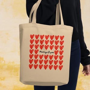 Tote Bag Mumgnifique | Sac coton bio pour maman | Idée cadeau Fête des Mères | Sac cabas cœur rouge | Accessoire éco responsable