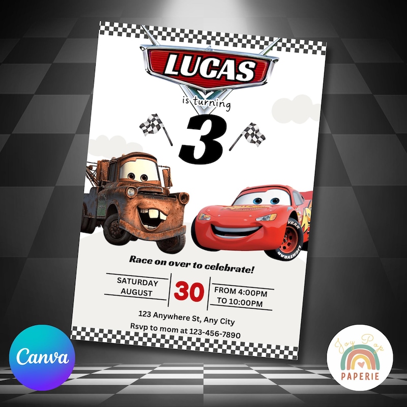 Invitation rayo mcqueen - Etsy México