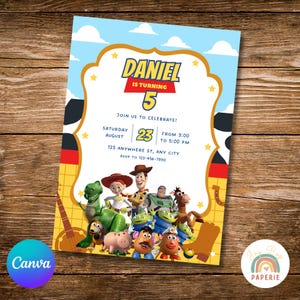 Toy Story Birthday Invitation Template: Woody & Buzz, 5x7 (Digital Download)