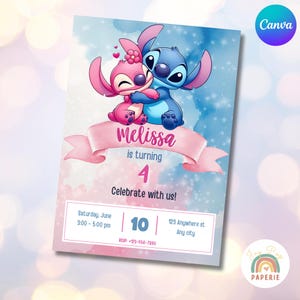 Stitch Birthday Invitation Template: Lilo & Stitch, Editable Canva Invite (Digital Download)