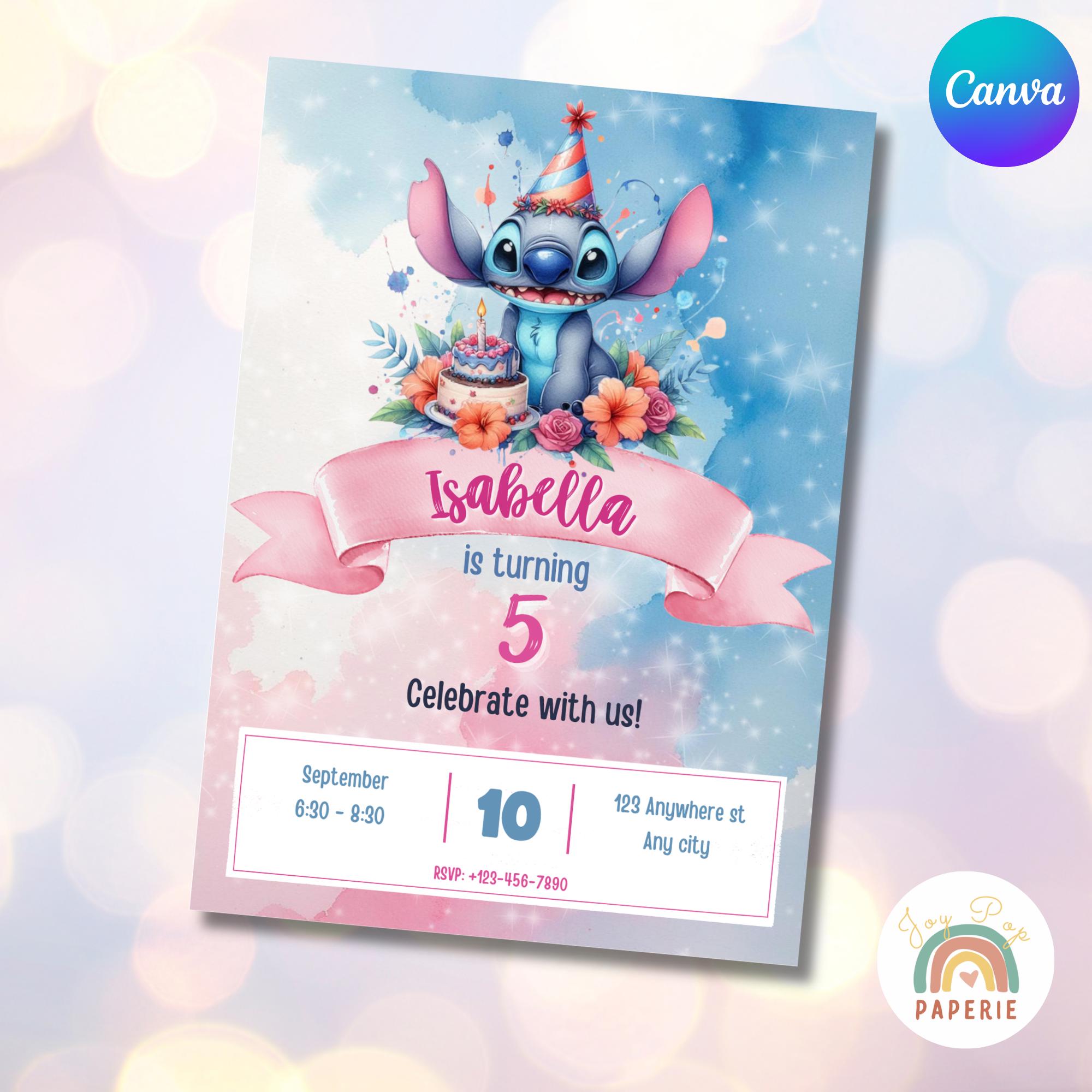 Editable Stitch Birthday Invitation Template Editable Stitch Invite Canva, Printable invite instant download invitation lilo and stitch
