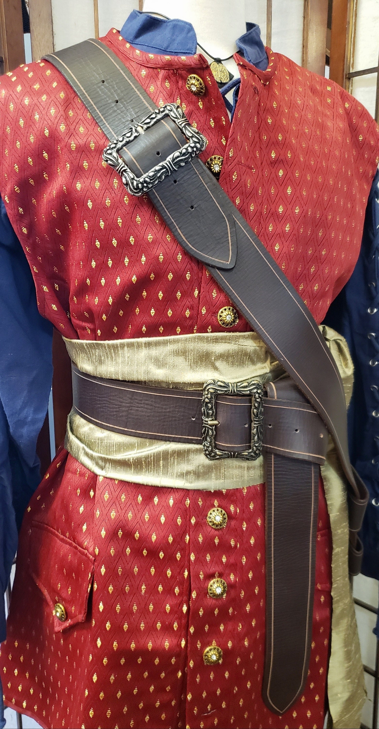 Jiuguva Pirate Bandolier Belt Viking Belt Flintlock Pistol Strap Halloween Costume Accessory for Men Women Adults Knight Assassin Warrior Pirate