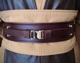 Standard Jedi Belt - DARK BROWN - High-Quality Leather, Custom, Made-To-Order - Silver or Gold hardware