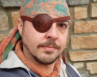 Deluxe Eye Patch - DISTRESS BROWN - High Quality Leather - Hand Made - One Size - Pirate/Steampunk/Villain/Warrior/Renaissance/Medieval/LARP