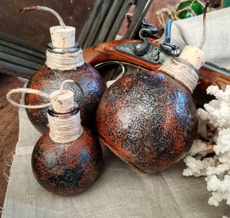 Pirate Grenade Glass Rum Bottle / flask The Castaway Trading Etsy