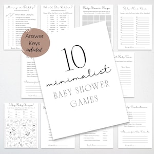 Editable Baby Shower Games Bundle, Minimalist Gender Neutral Baby Sprinkle Activities, Printable Baby Shower Games, Instant Download Bundle