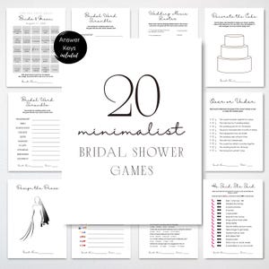 Brautdusche Spiel Bundle, minimalistische Brautdusche Spiele, vollständig bearbeitbarer Download, modernes Brautdusche Spiele Paket