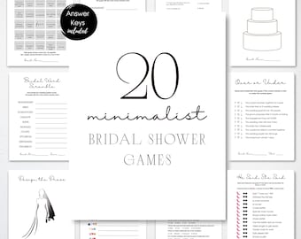 Bridal Shower Game Bundle, Minimalist Bridal Shower Games, Fully Editable Download, Modern Bridal Shower Games Pack