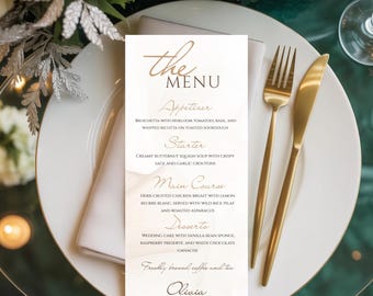 Editable Bridal Shower Menu Template Card, Custom Boho Wedding Dinner Menu Template