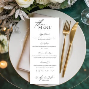 Minimalist Wedding Menu Template, Digital Wedding Menu Card, Custom Wedding Dinner Menu Template, Canva Menu Template Digital Download