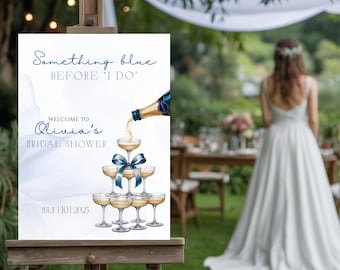 Something Blue Before I Do Bridal Sign, Blue Bow Bridal Shower Sign, Bridal Shower Welcome Sign, Bridal Shower Blue Decor, Bow Welcome Sign