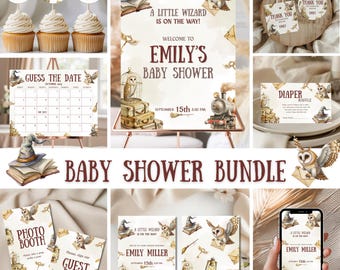 Wizard babyshowerbundel, magische school babyshowerpakket, magische babyshowerversieringen set, genderneutrale tovenaarsbundel BS3