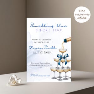 Something Blue Before I Do Bridal Shower Invite, Editable Bridal Shower Template, Blue Invitation, Bridal Shower Invite, Canva Template
