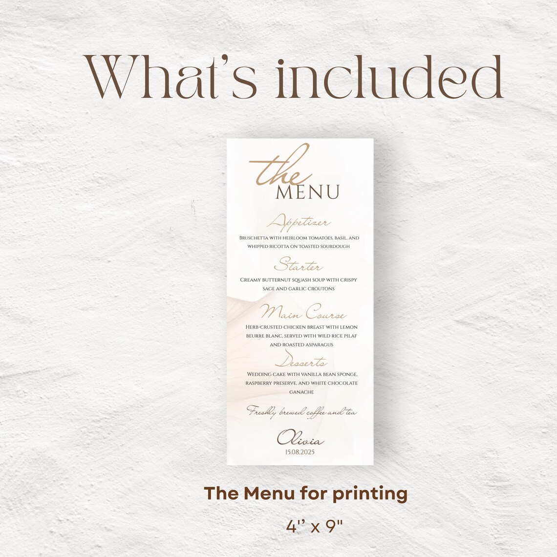 Editable Bridal Shower Menu Template Card, Custom Boho Wedding Dinner