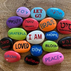 PERSONALIZED Inspirational Hand-Painted Stones with Words of Hope, Healing, and Light
