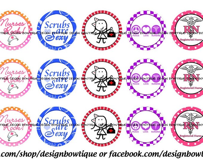 Nurses/ Medical Bottle Cap Images 1 Inch Circle Digital Collage Bottle