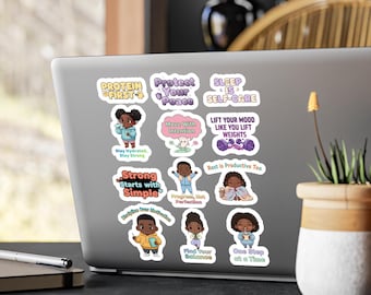 Self-Care and Wellness Motivational Kiss-Cut Vinyl Decals, Inspirational Stickers, Positive Affirmation Decor, Planner Stickers, [...]