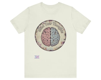 Mind Your Thoughts Brain Illustration T-Shirt | Vintage Anatomy Graphic