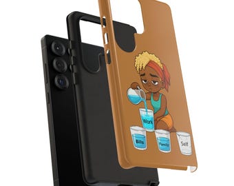 Work-Life Balance Cartoon Phone Case, Stress Relief Accessory