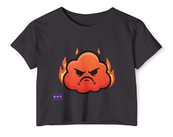 Angry Flame Cloud Crop Top | Festival Graphic Tee