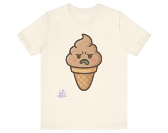 Sour Face Ice Cream Cone Tee | Cute Cartoon Sad Ice Cream Shirt