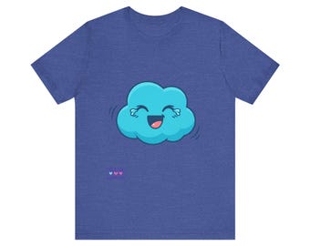 Camiseta gráfica de nube azul sonriente